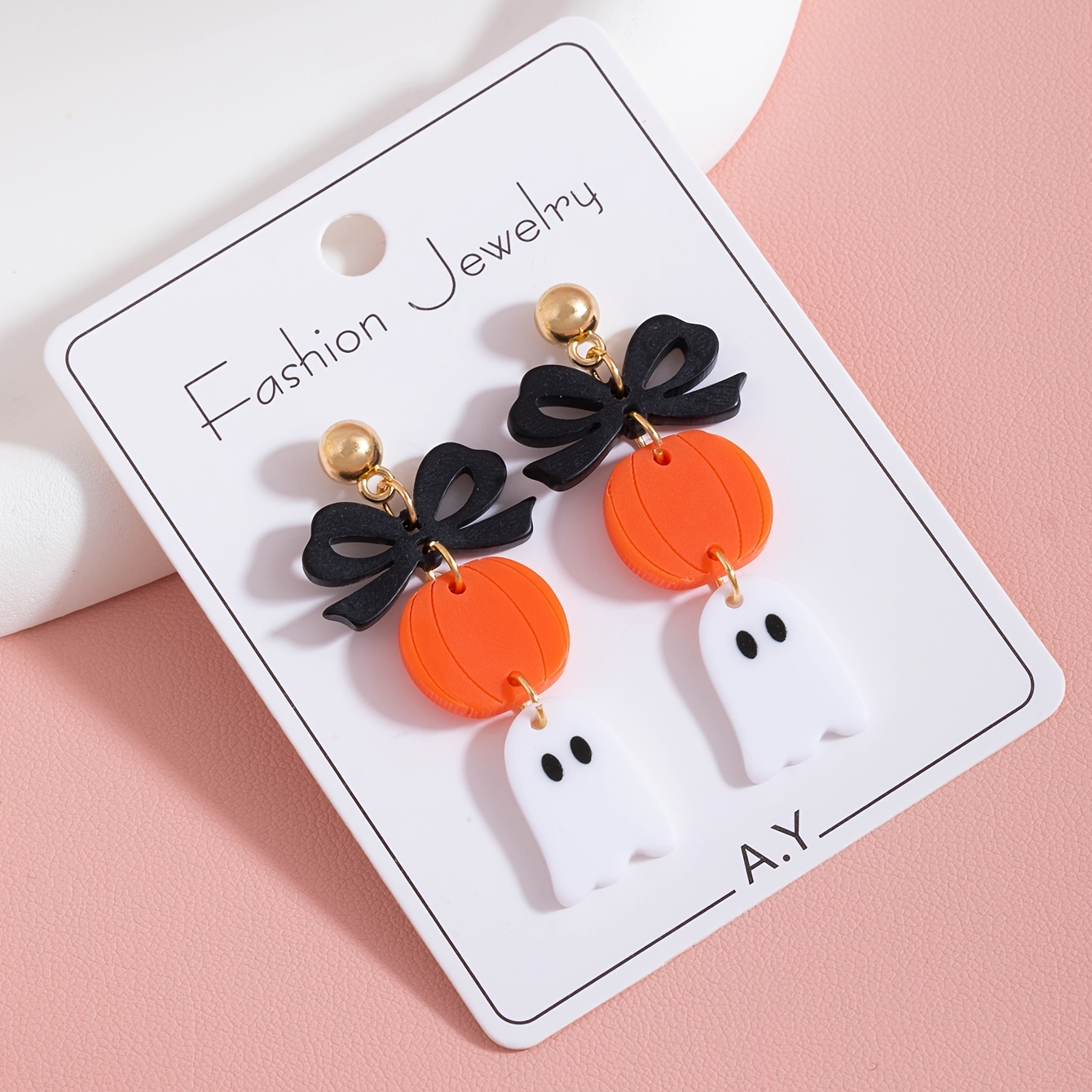 Halloween Bow Pumpkin Ghost Dangle Earrings
